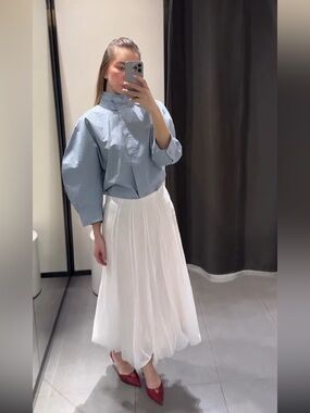 ZARA ZW COLLECTION PUFF SLEEVE SHIRT SIZE XS
